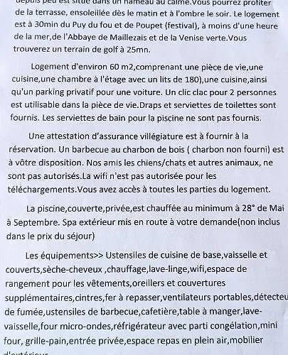 Сasa de vacaciones Avec Piscine ,pres De Chantonnay